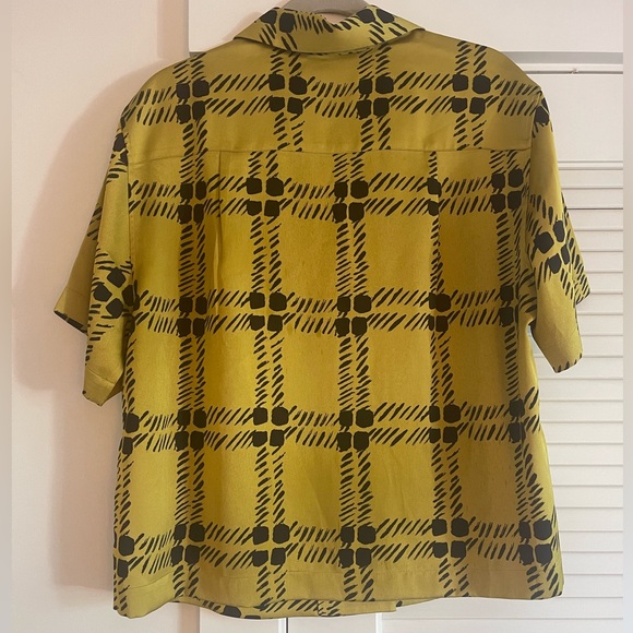 Marni x Uniqlo Yellow GoldenRod Plaid Relaxed Fit Short Sleeve Shirt - Picture 2 of 3